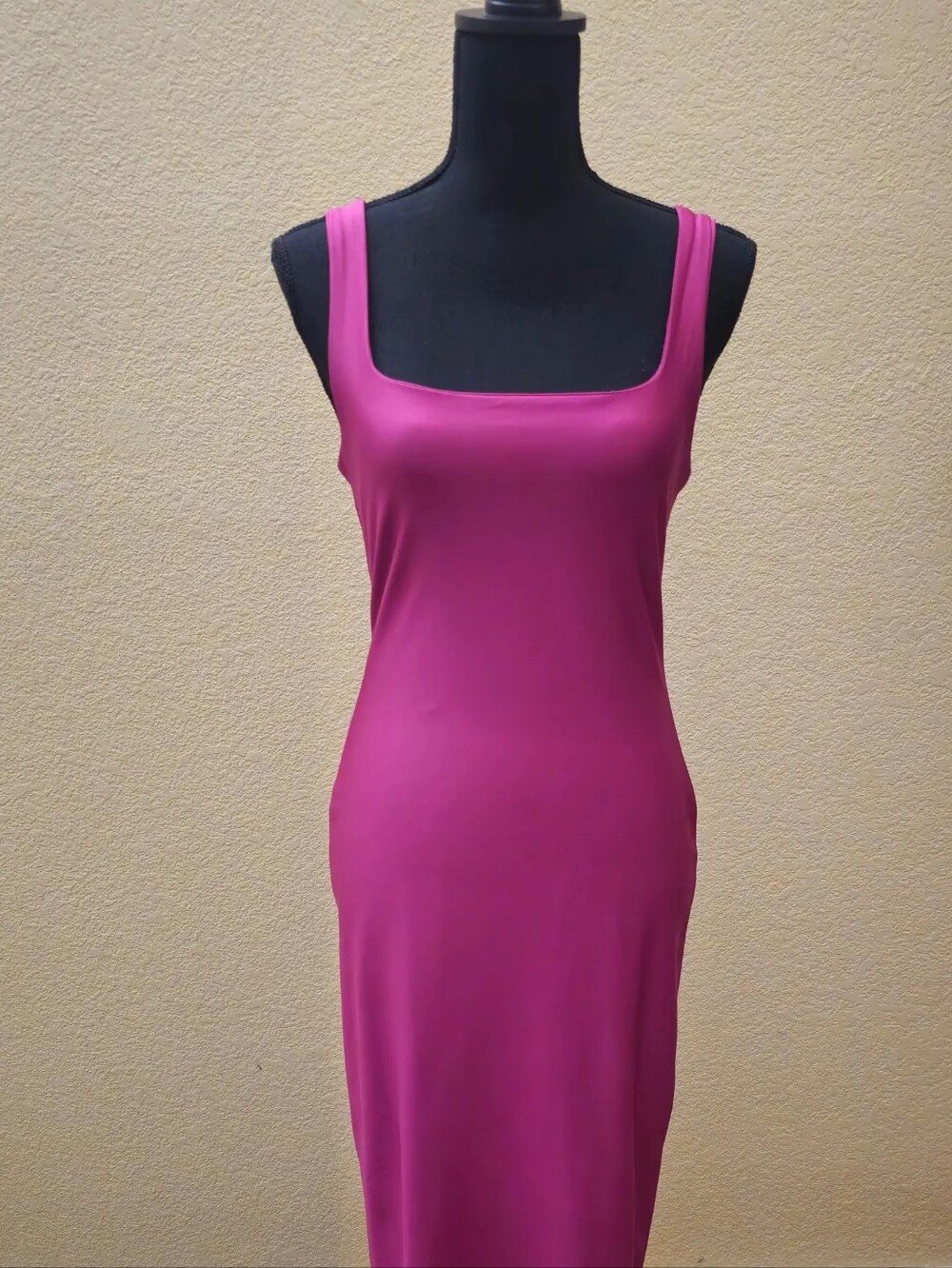 gaze Fuchsia Square-Neck Midi Dress